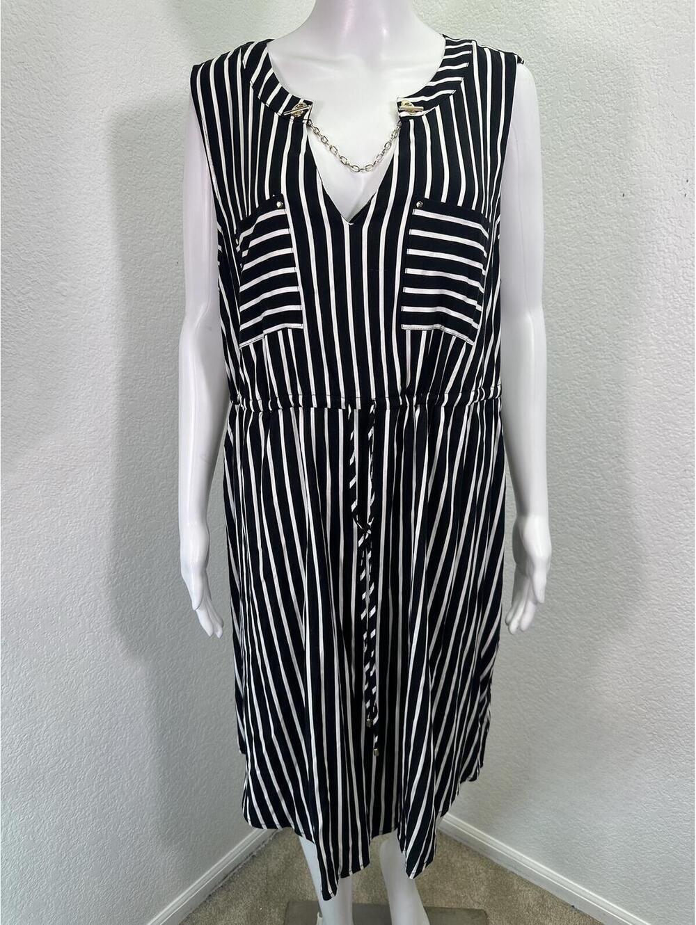 Womens 1X Torrid Striped Chain Neck Shirt Dress Corpcore Work